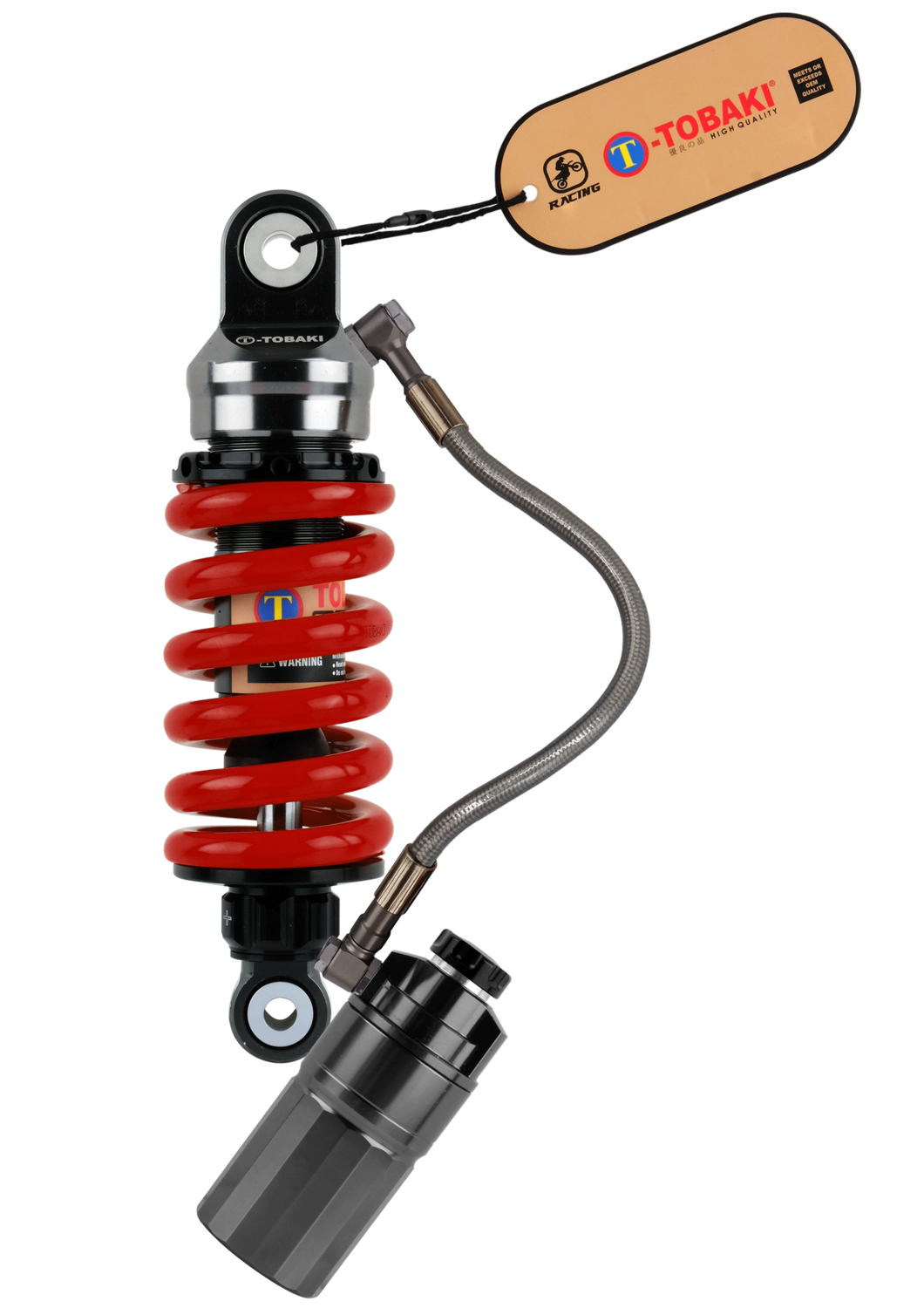 TOBAKI RACING GAS MONOSHOCK RS150R (ROTATABLE 360°)(GREY TANK), TITANIUM GREY GAS TANK: FERRARI RED