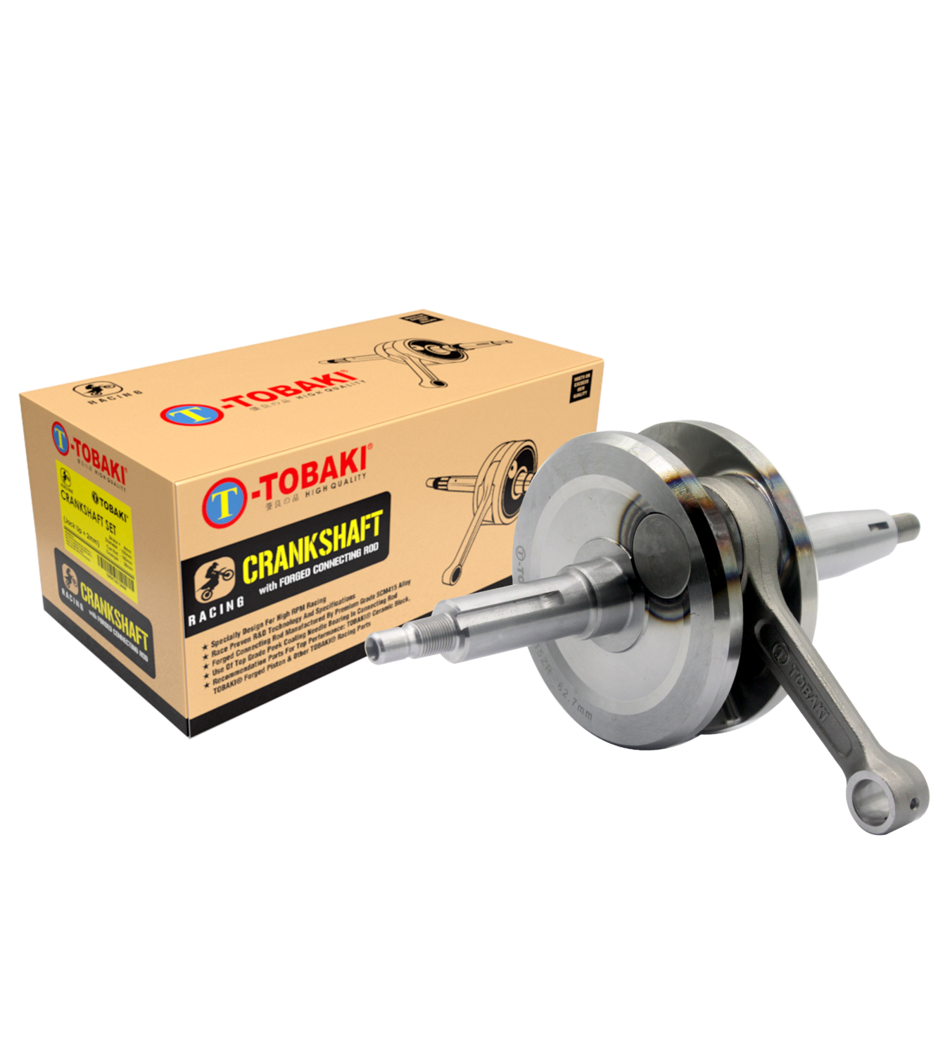 TOBAKI RACING CRANKSHAFT LC135 4S, RCS: Jack Up 4MM  Diameter (107mm) Con Rod (102mm) Crankpin (22mm)