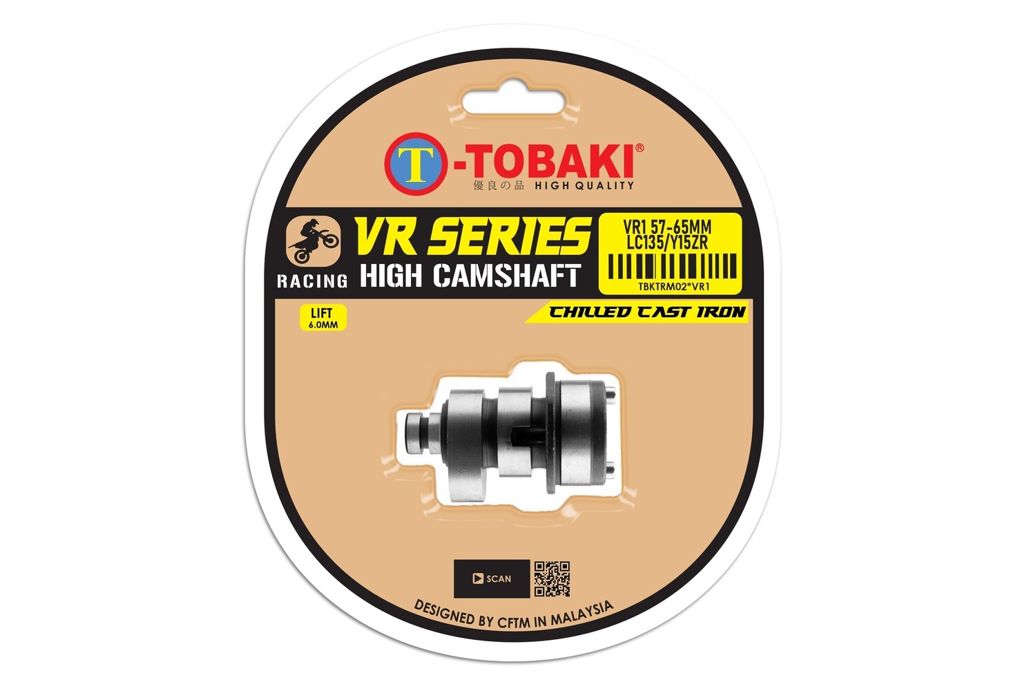 TOBAKI RACING CAMSHAFT VR SERIES, MODEL: LC135/Y15ZR VR1 (Spec 57MM-65MM) (Lift 6.0MM)
