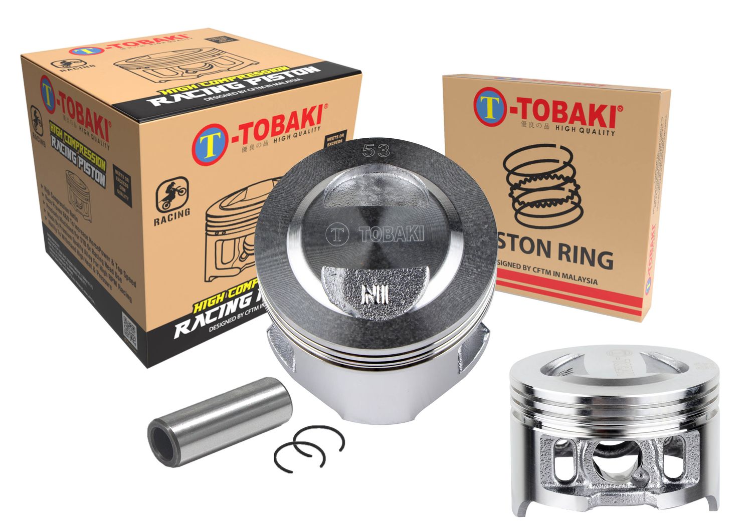 TOBAKI X HIGH COMPRESSION PISTON KIT, MODEL: DREAM100 (53MM)