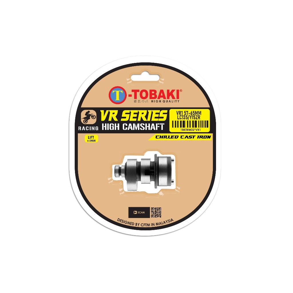 TOBAKI X CAMSHAFT VR SERIES, MODEL: LC135/Y15ZR VR1 (Spec 57MM-65MM) (Lift 6.0MM)