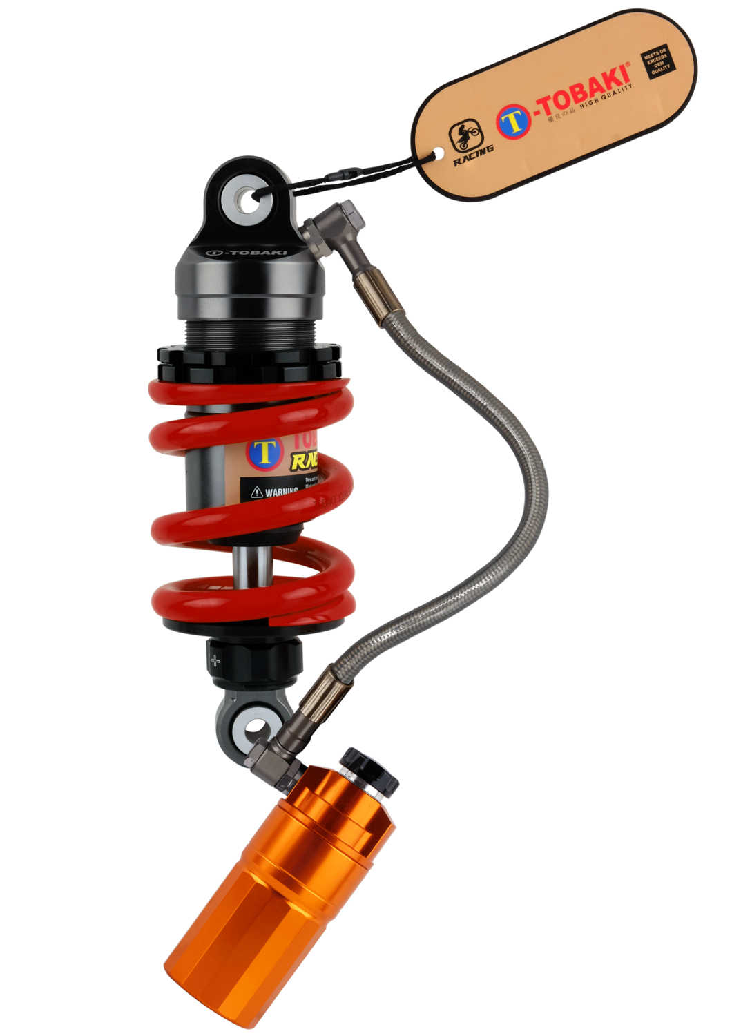 TOBAKI X GAS MONOSHOCK Y16ZR/Y15ZR/LC135 (ROTATABLE 360°)(GREY TANK), TITANIUM GREY GAS TANK: FERRARI RED