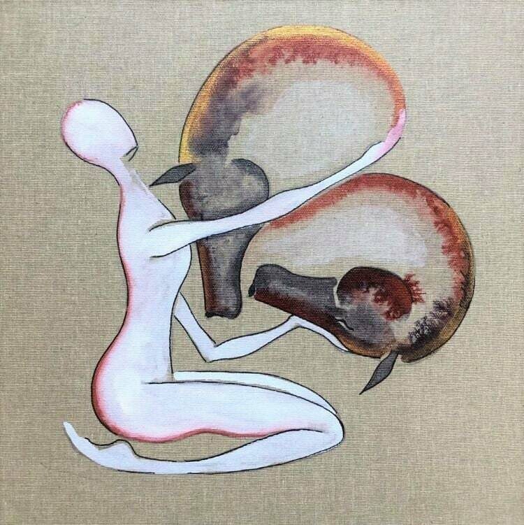 "Vivre dans votre harmonie" 30x30 cm sur toile encollée lin