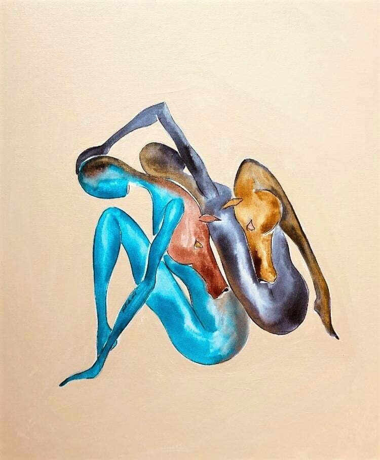 "Vous sentir là à chaque instant".
Toile encollée 46x38 cm
Technique encres.