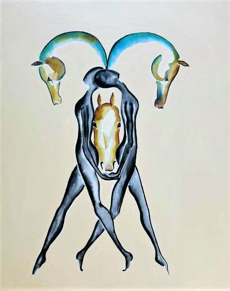 "Vivre au rythme de vos pas".
Toile encollée 55x46 cm
Technique encres.