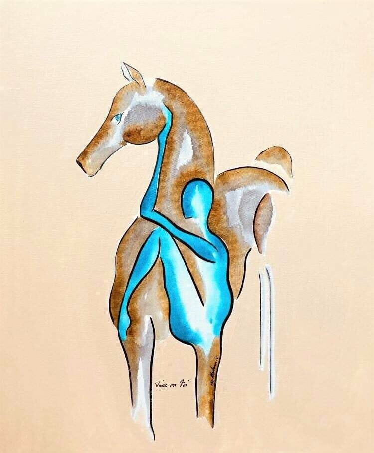 "Vivre en toi".
Sur toile encollée 48x36 cm.
Technique encres.