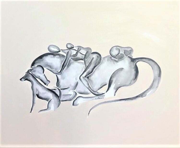 "Donner à ces instants....."
Toile châssis lin 65x54cm.
Technique encres.