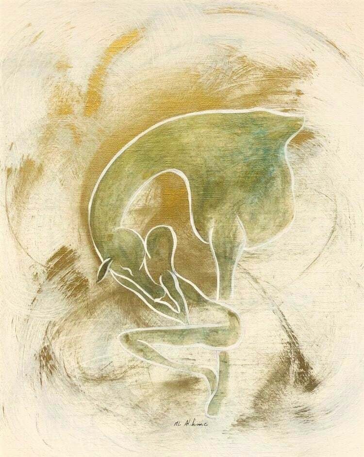 "Comme un songe" 
Sur toile châssis lin 46x38 cm.
Pigments naturels, encres.