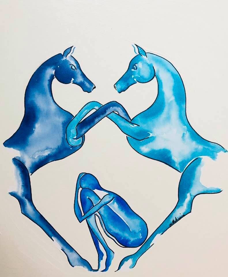 "Trouver en refuge en vous" …
Réalisation sur toile 48 par 36cm
Technique encres.