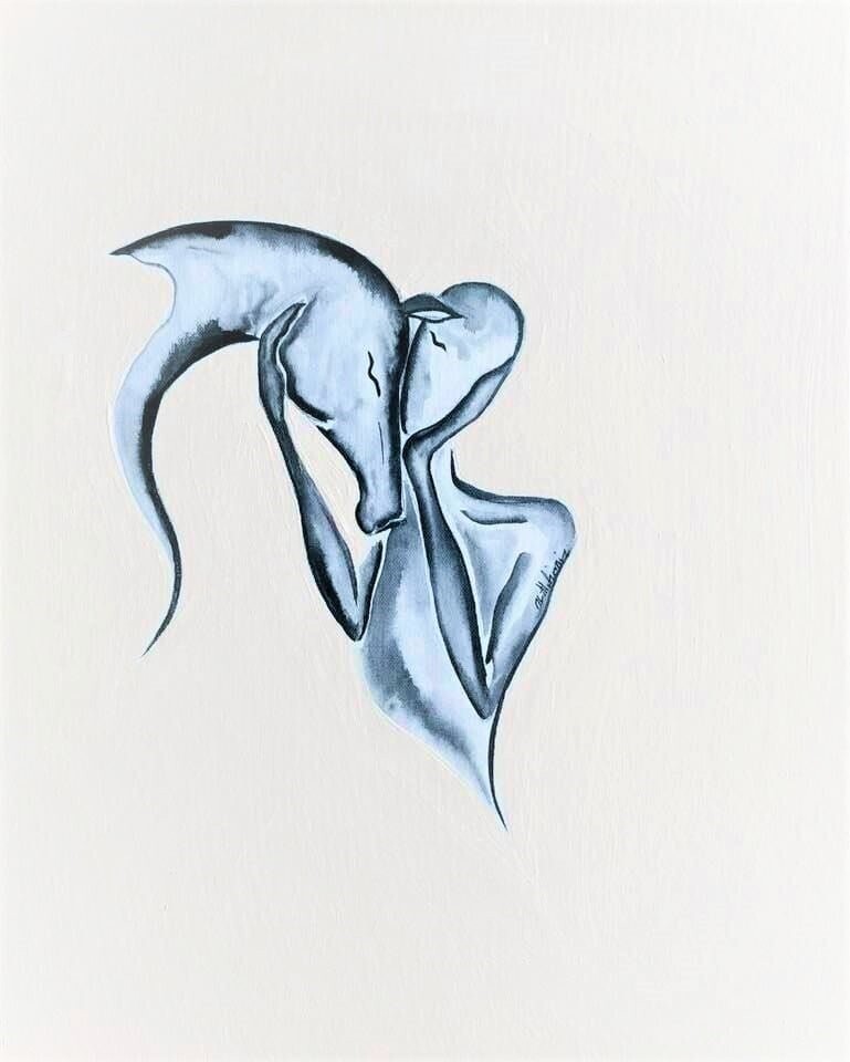 "Te laisser me consoler"… 
réalisation sur toile  46 par 38. 
Encres.