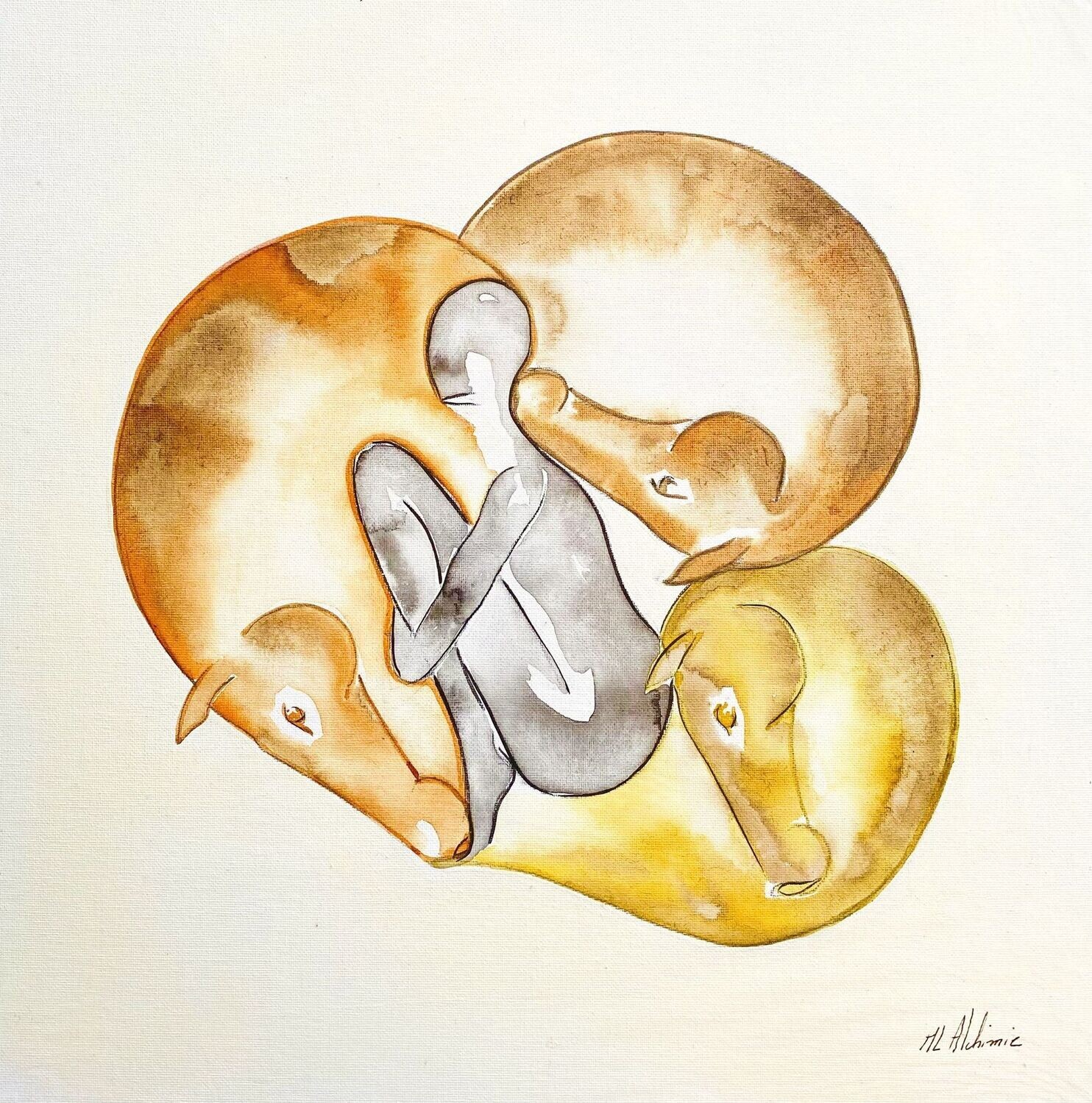 "Faire de votre présence ma bulle d'émotion"
Sur toile encollée de 55x46cm.
Encres, acrylique.