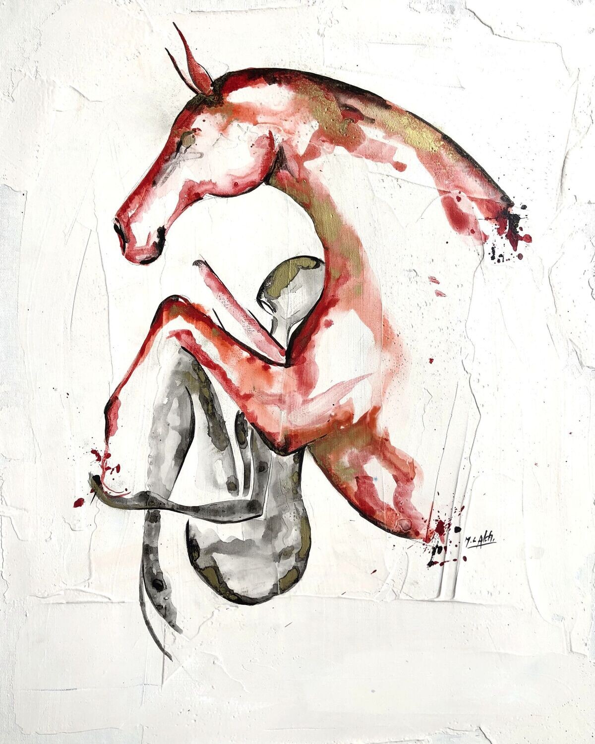 "Intimement"
Sur toile encollée 41x33cm. (Encre, acrylique).