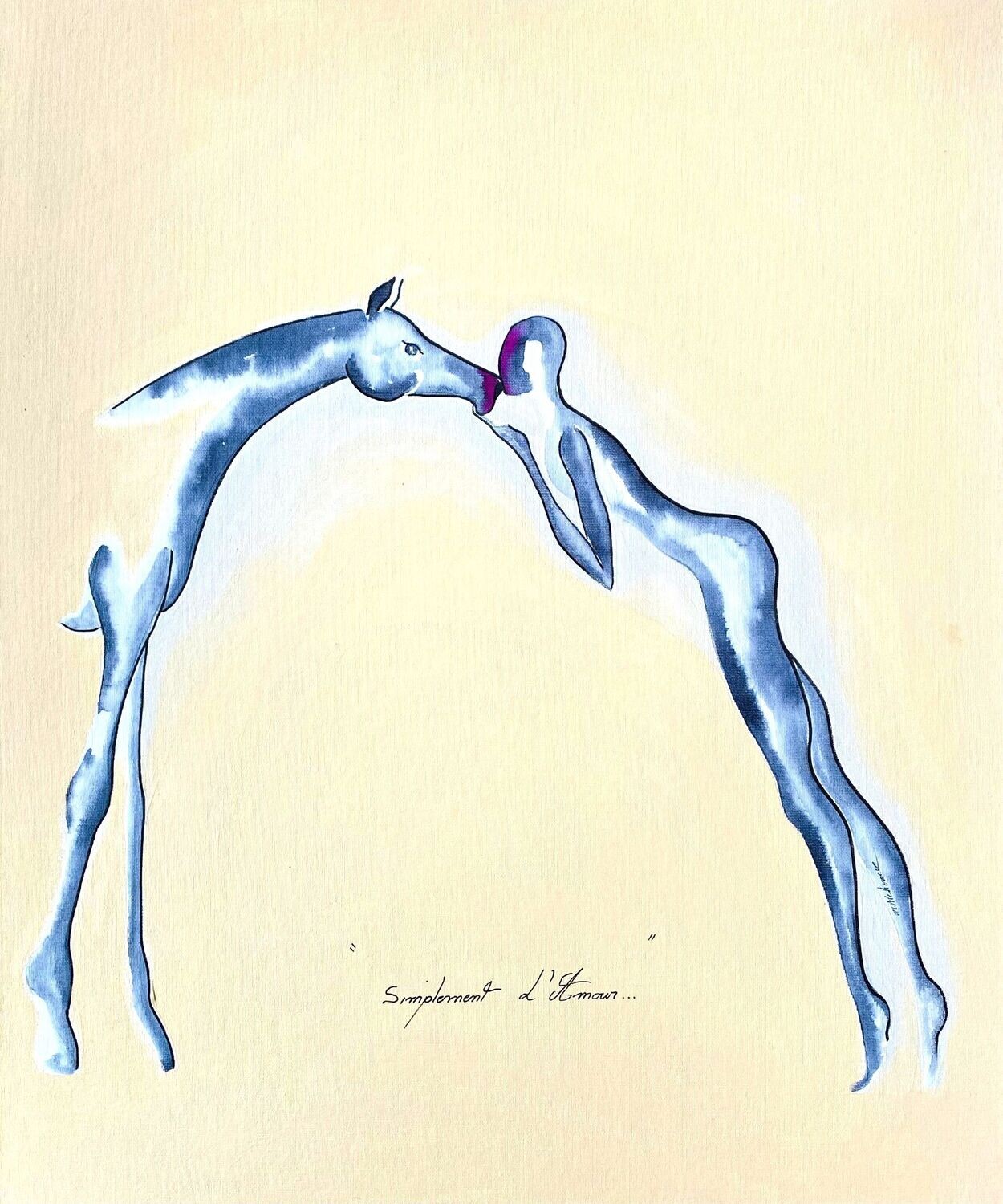 "Simplement l'Amour".
Sur toile encollée 55x46cm.
Encres, acrylique.
