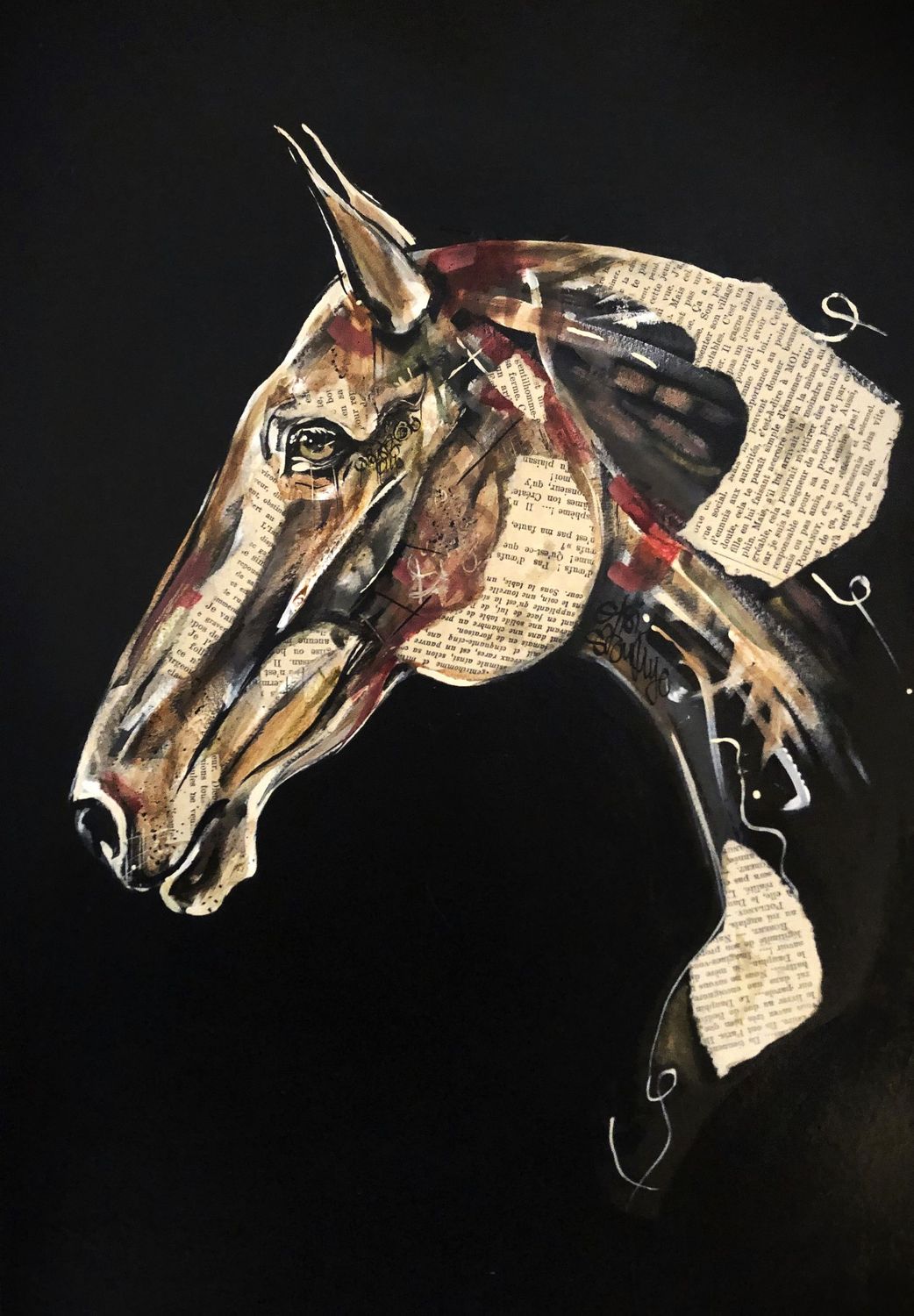 Sur papier black 250gr 42x29,5cm.
Pastels; encres, acrylique, collages...