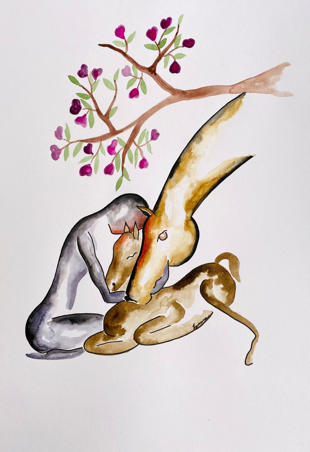 "Instant suspendu".
Sur papier blanc 250grv42x29,5cm.
Encres.