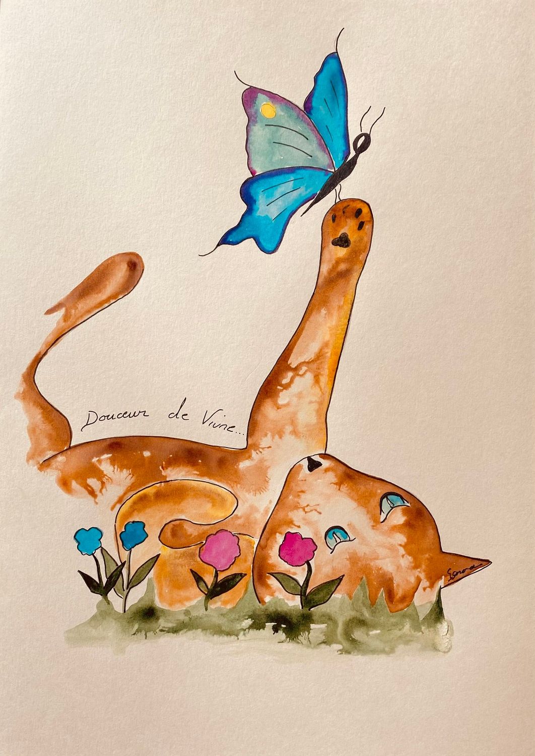 "Douceur de vivre". Sur papier écru 250gr 42x29,5cm ENcres.