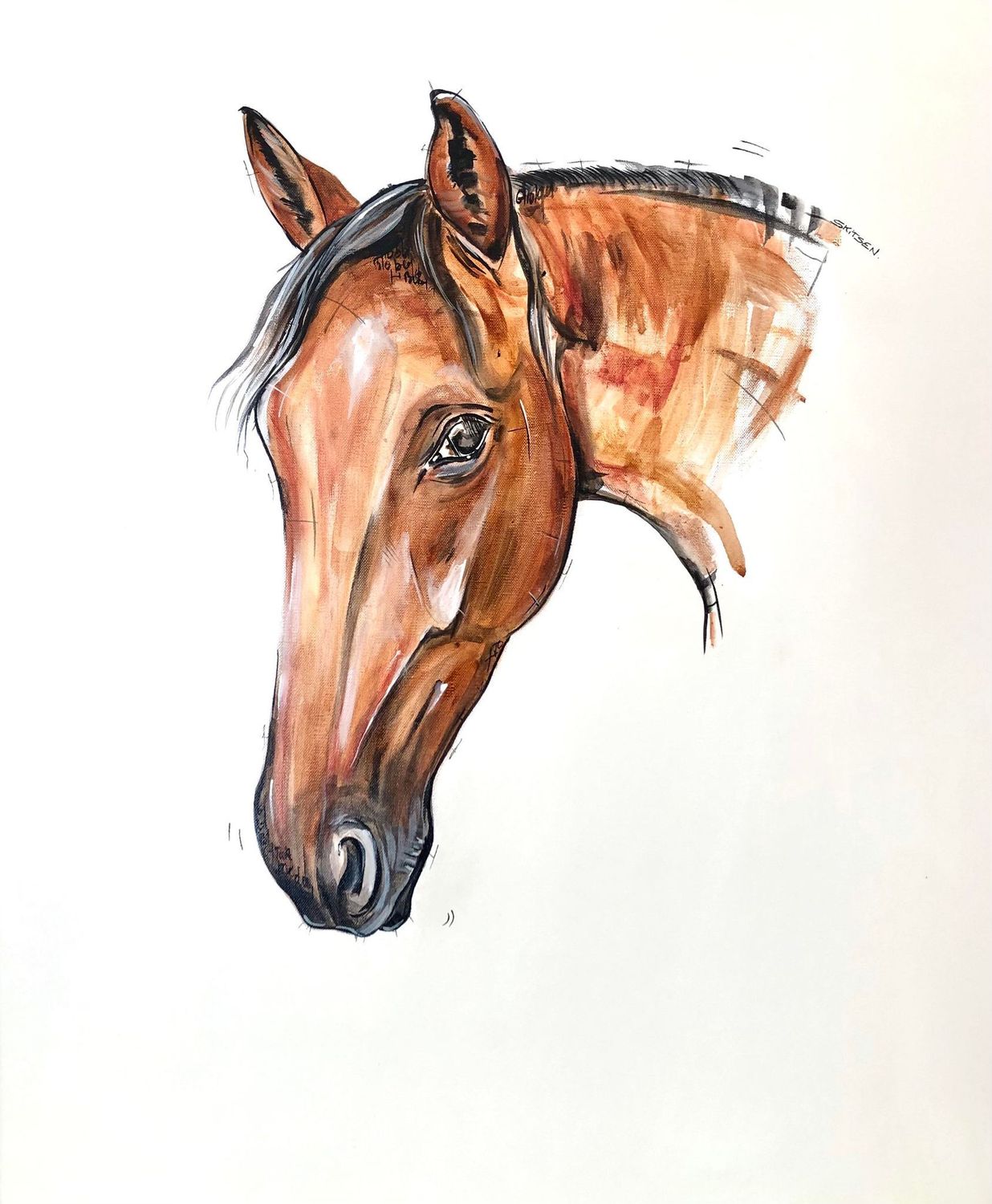 "Commande sur petite toile châssis".
Acrylique, encres, pastels, vernis.