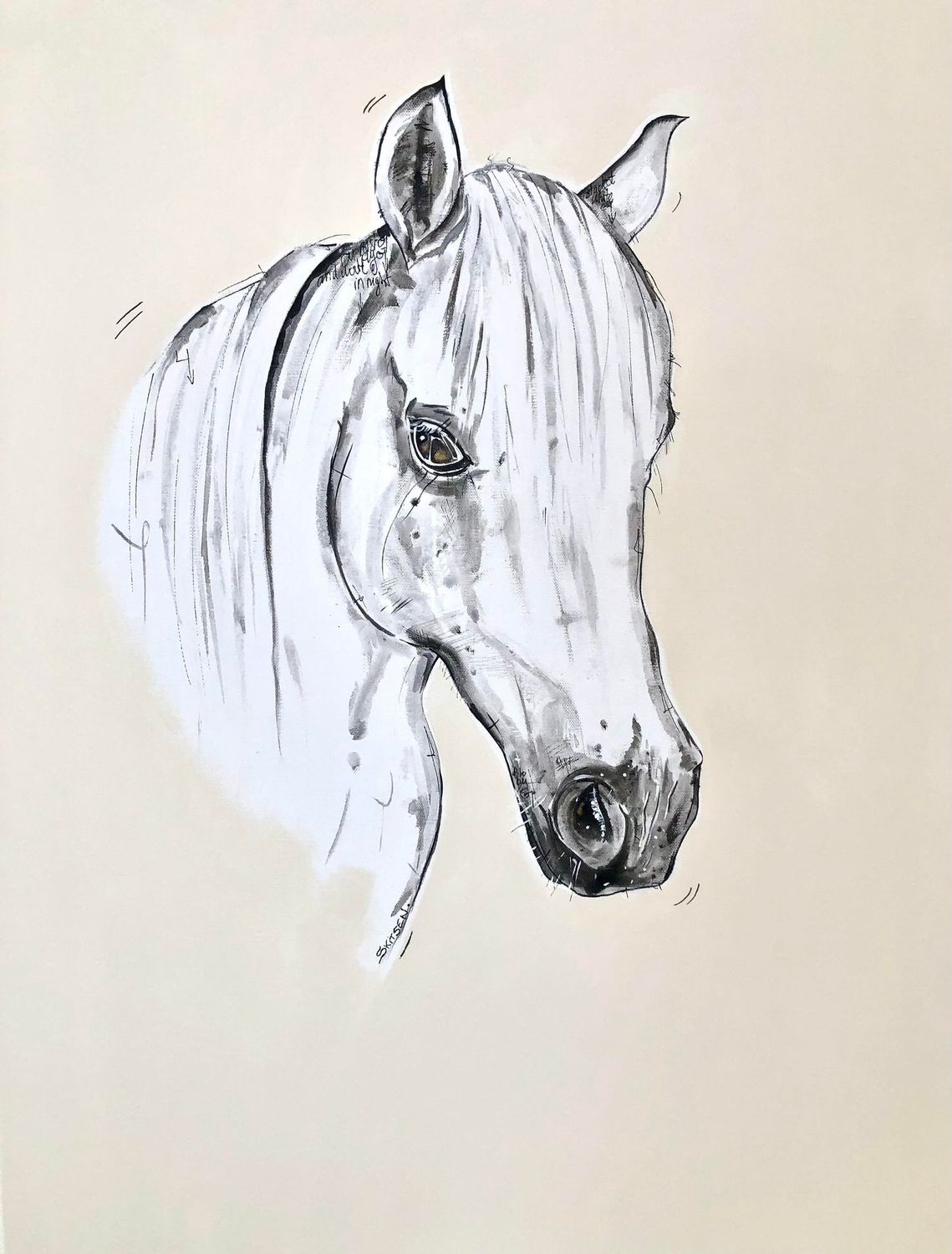 "Commande sur petite toile châssis.
Encres, acrylique.