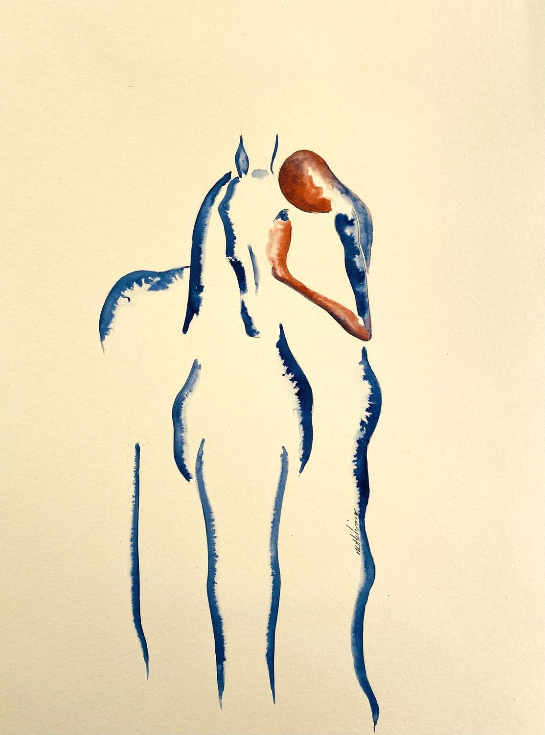 "Fusion".
Sur papier écru 250gr 42x29,5cm.
Encres.