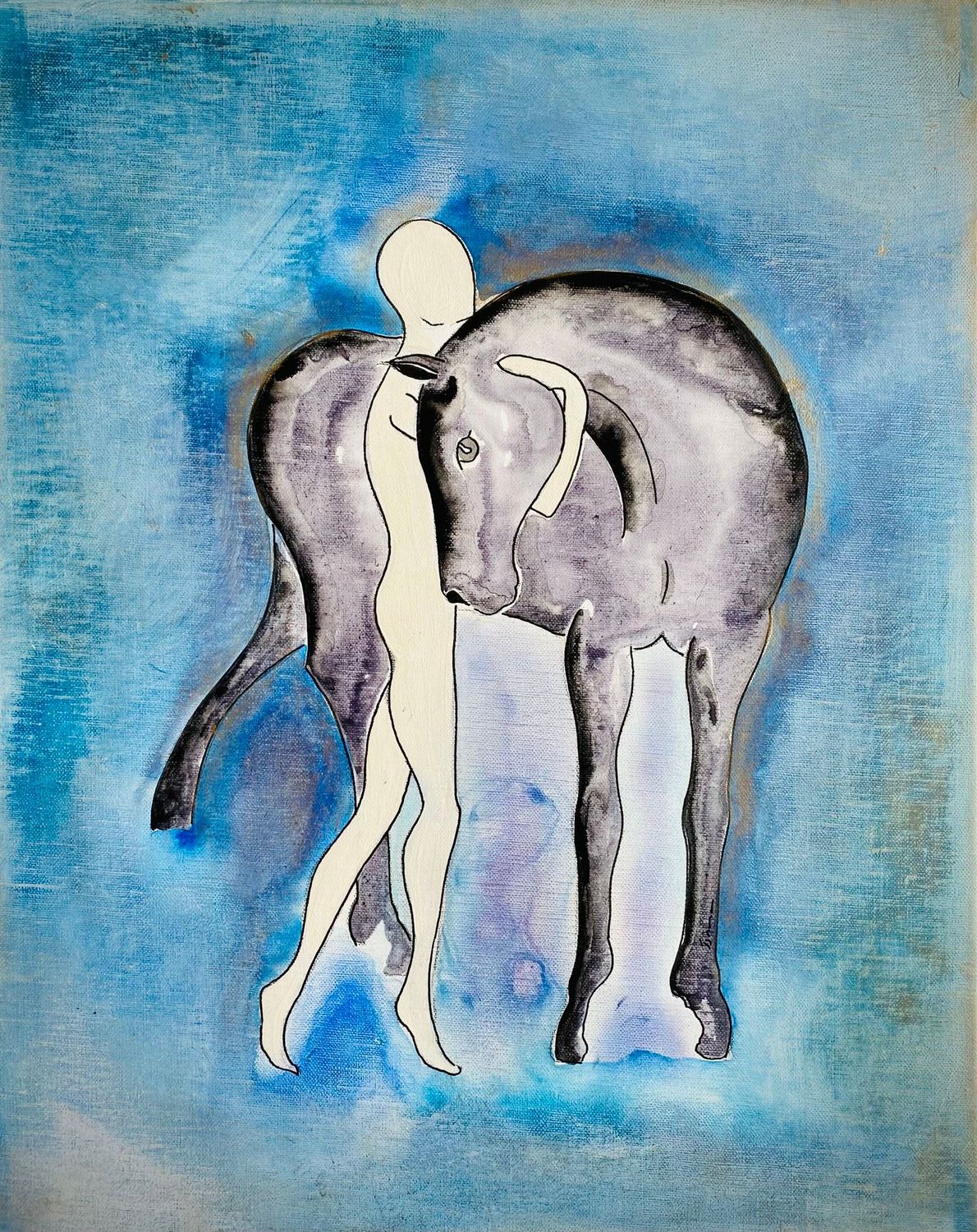 "Rien ne nous séparera"...... Réalisation sur toile châssis lin 50x40 cm Encres, acrylique.