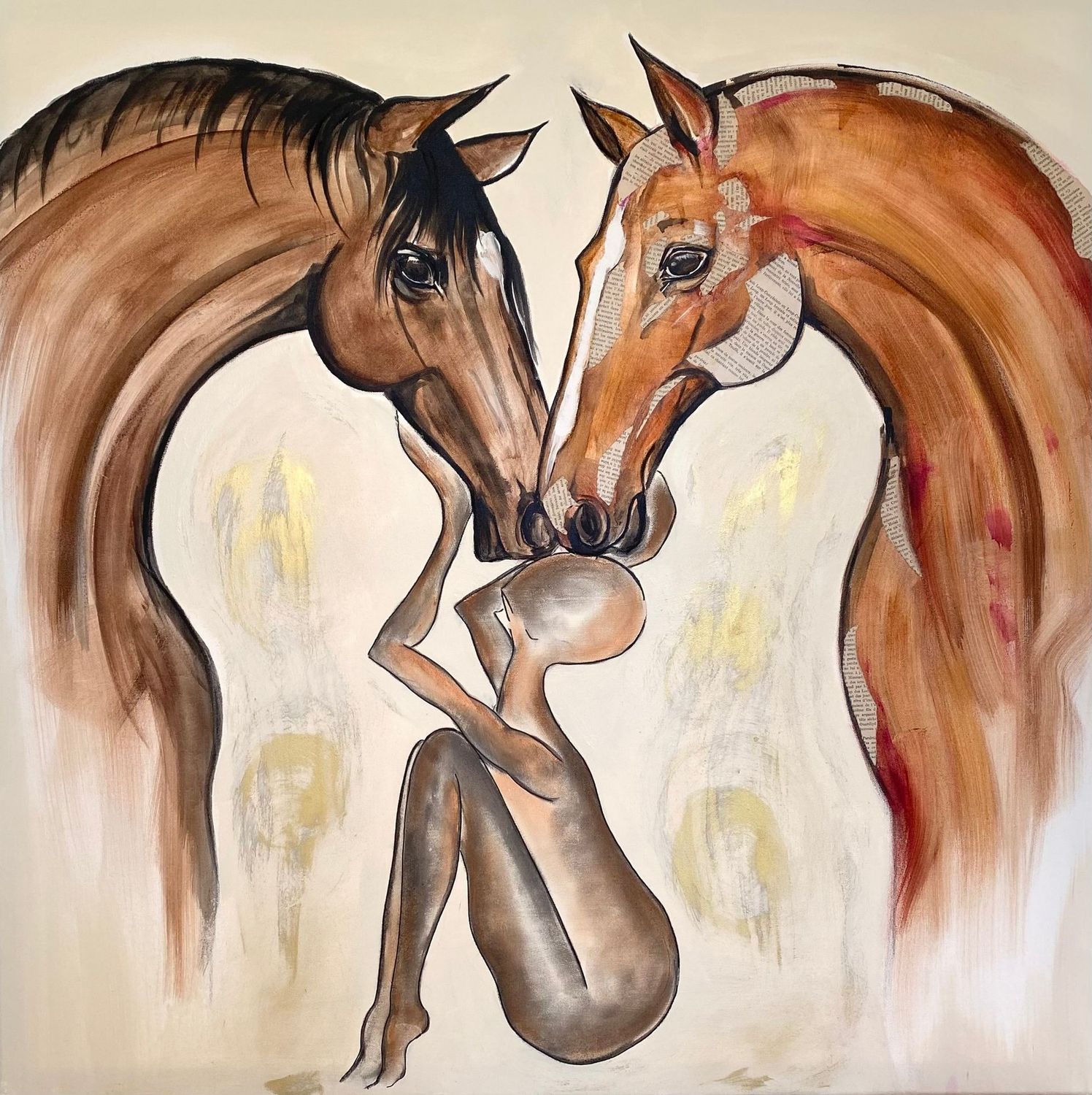 "Souffle de vie".Sur grande toile châssis coton100cmx100cm. Acrylique, pastels, encres....