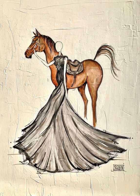 "Elégance". Sur toile châssis lin 70x50cm. Matière, pastels, fusains, encres, vernis.