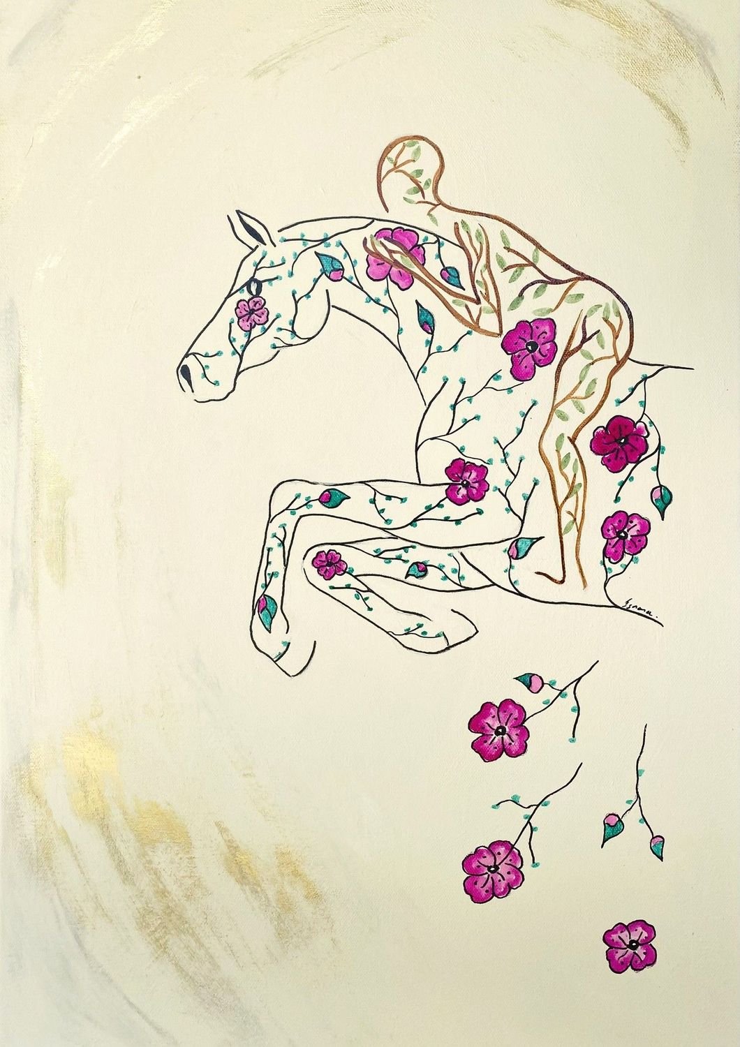"Envole moi"  Sur toile châssis 60x40cm. Acrylique, encres.