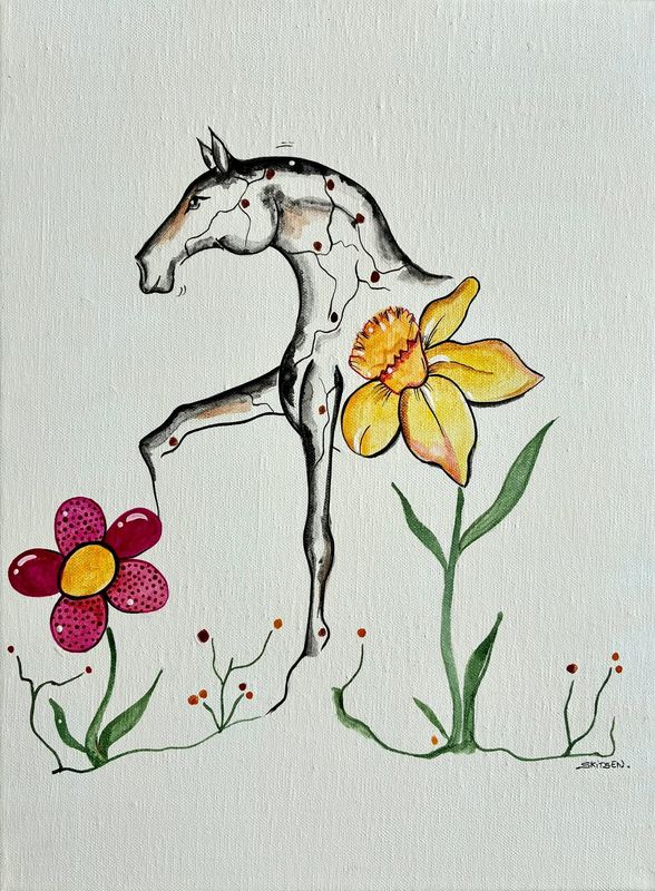 "Printemps". Sur toile châssis lin 40x30cm. Acrylique, encres.