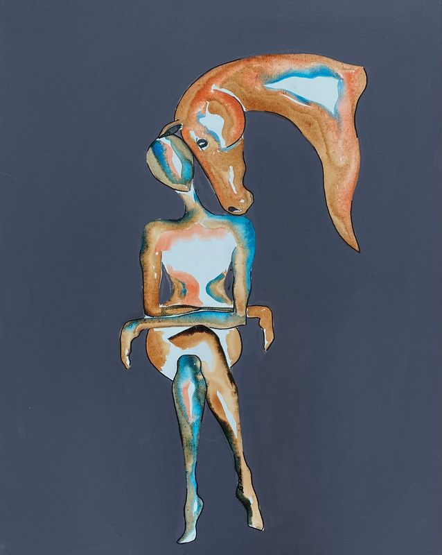 "Mon plus précieux confident"... Réalisation sur toile châssis lin 50 par 40 cm.  Acrylique, encres.