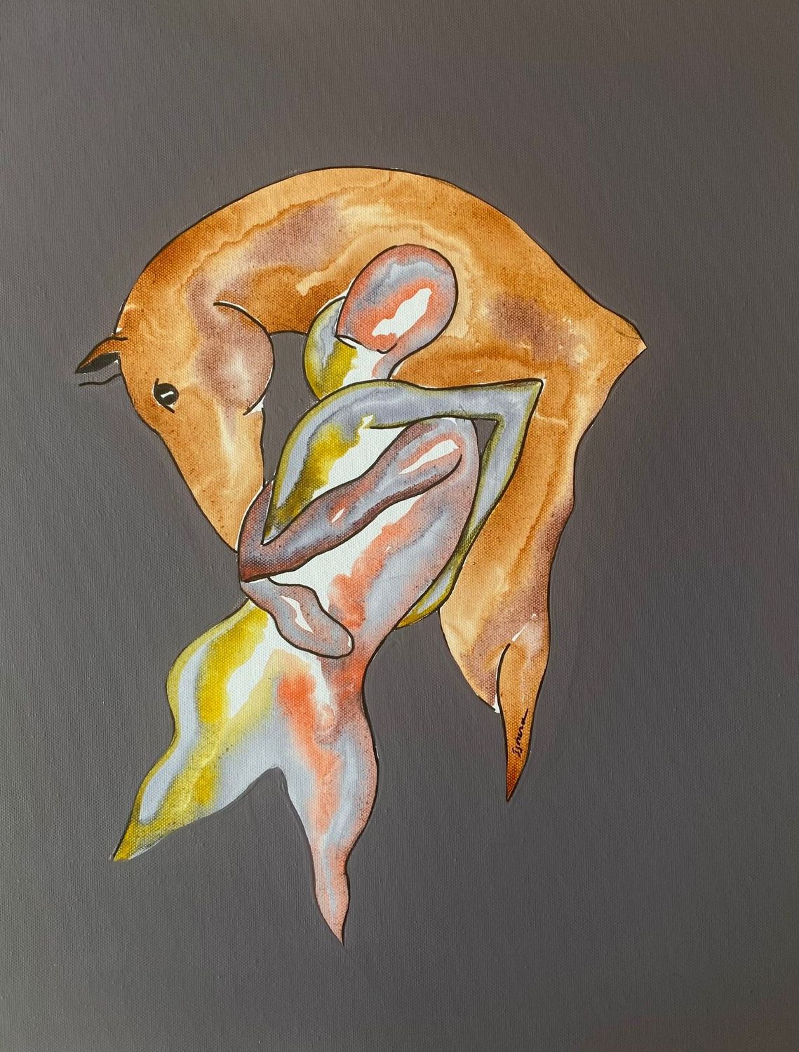 "Vivre dans votre amour"... Réalisation sur toile châssis lin 50 par 40cm Acrylique, encres.