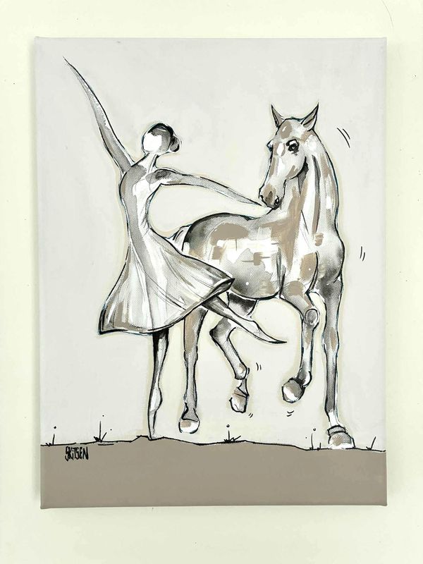 "La danse" Sur toile châssis lin 40x30 cm. Acrylique, encres.