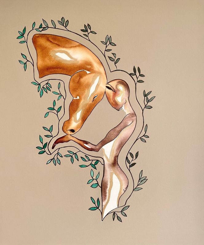 "L'harmonie d'une vie.." Sur toile châssis coton 70x60cm. Acrylique, encres.