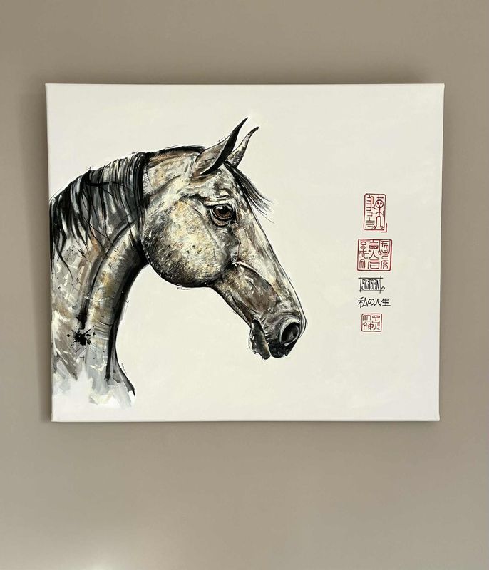 "Ma vie..." Sur toile châssis coton 70x60cm. Acrylique, pastels, encres.....