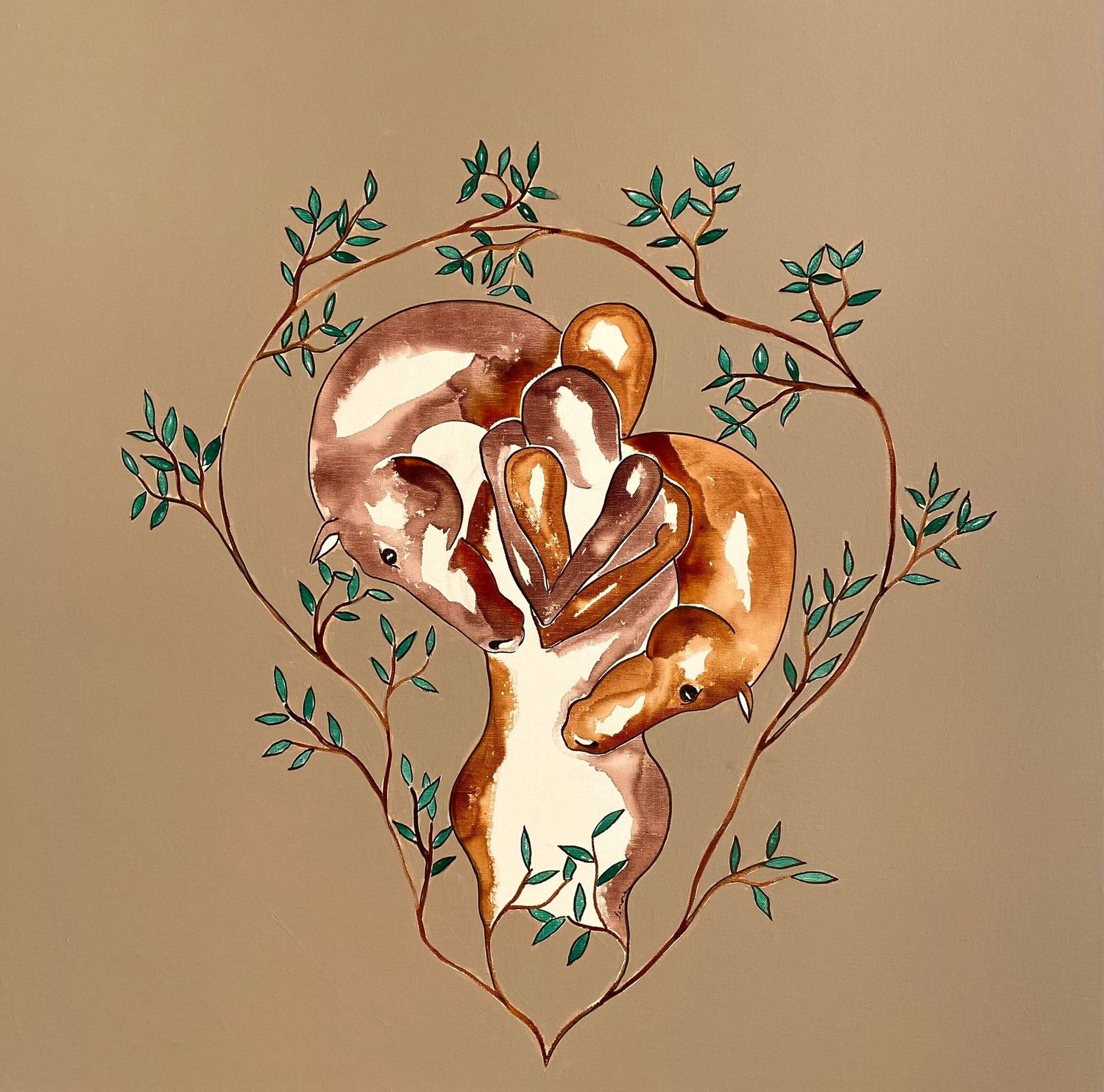 "Que seraient nos vies sans amour". Sur toile châssis 80x80cm. Acrylique, encres.