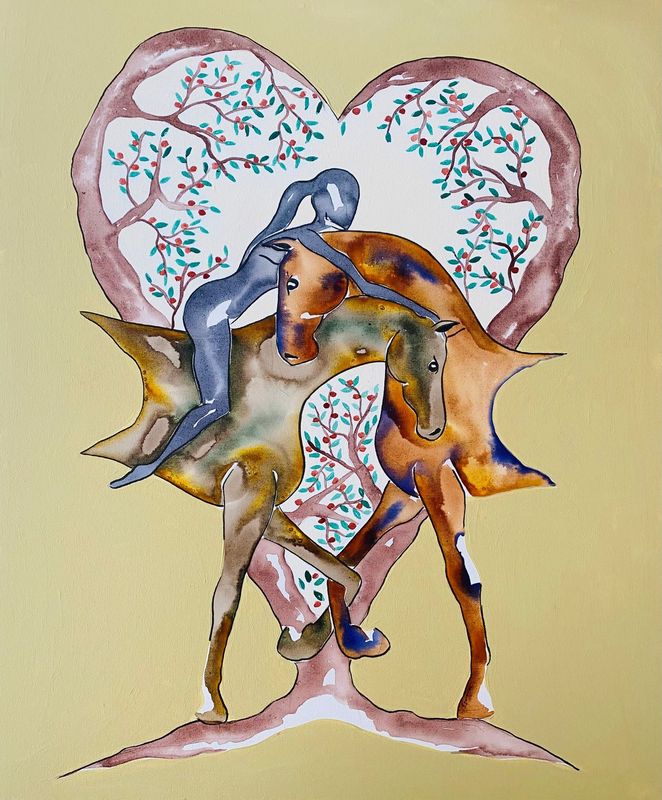 "Vous choisir". Sur toile châssis 70x60cm. Acrylique, encres.