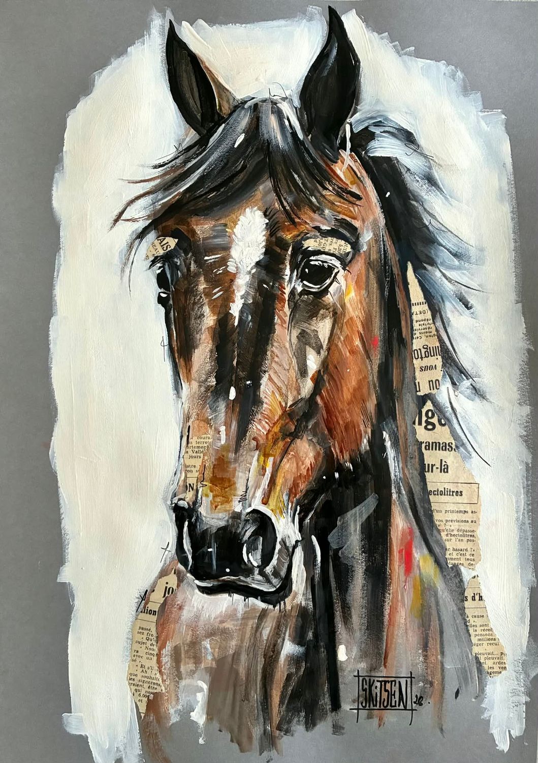 "Toi, pour toujours". Sur papier gris 350gr 42x29,5cm. Acrylique, pastels, encres...