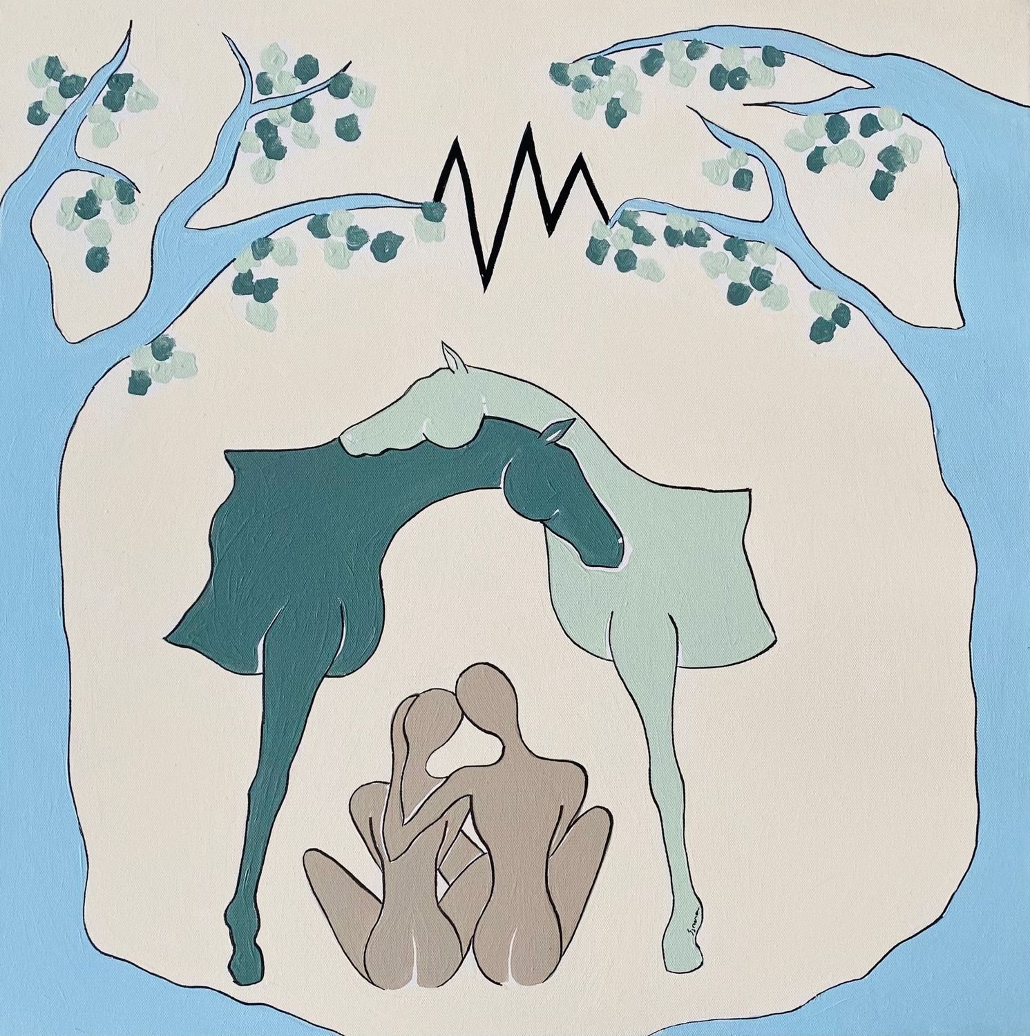 "Inventer son refuge" Sur une toile châssis 60x60cm Acrylique.