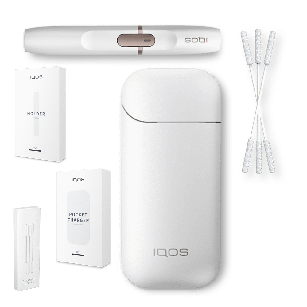 IQOS 2.4 Plus Pocket Charger + Pocket Charger + Cleaning sticks for IQOS, white