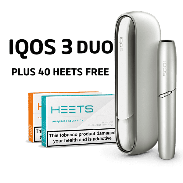 IQOS 3 DUO Moonlight Silver, Starter Kit + 2 Packs (40 sticks)