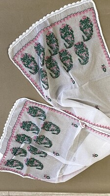 Kota white with pink and green keri stole