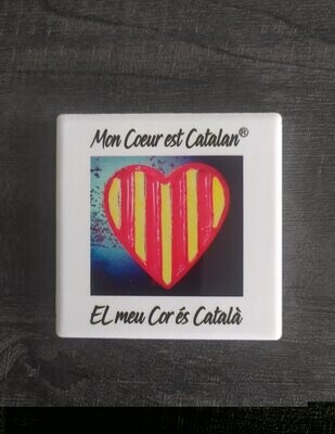 Magnet "Mon Cœur est Catalan" Aspect Carrelage