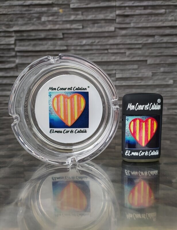 Duo Cendrier + Briquet Tempête "Mon Cœur est Catalan"