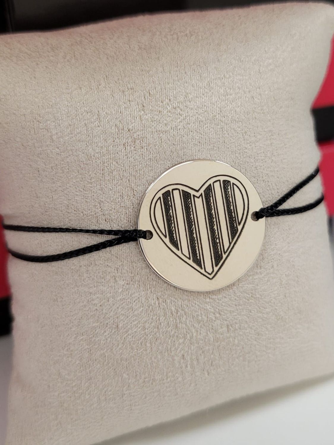 Bracelet Mon Cœur est Catalan®, Argent Massif, Cordon Noir