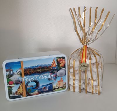 Coffret Boîte Pays Catalan 1 + Sachet 10 Rousquilles Pâtisserie Pi Roué