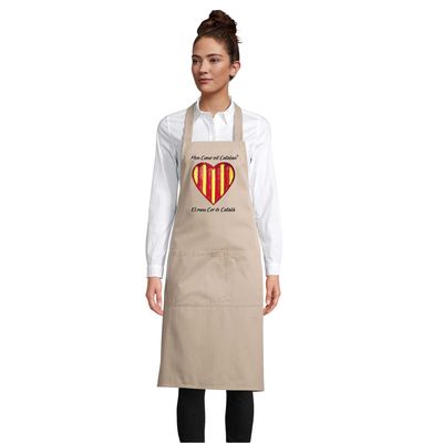 Tablier Unisexe Beige "Mon Cœur est Catalan"