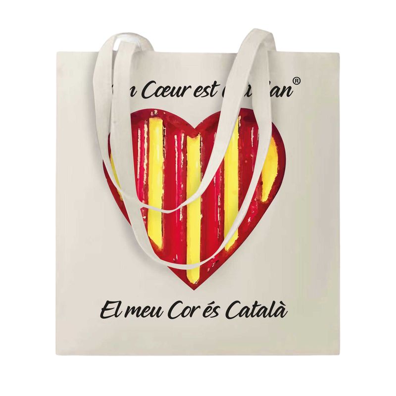 Tote Bag Beige "Mon Cœur est Catalan"