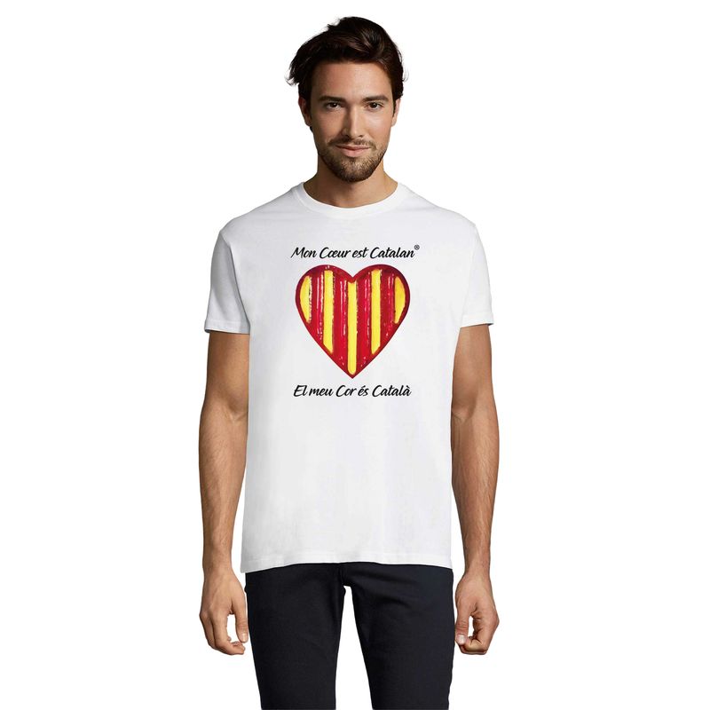 Tee Shirt Blanc Unisexe "Mon Cœur est Catalan"