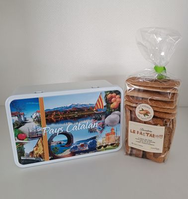Coffret Boîte Pays Catalan 1 + Sachet Croquants 200g Biscuiterie Le Pastadou