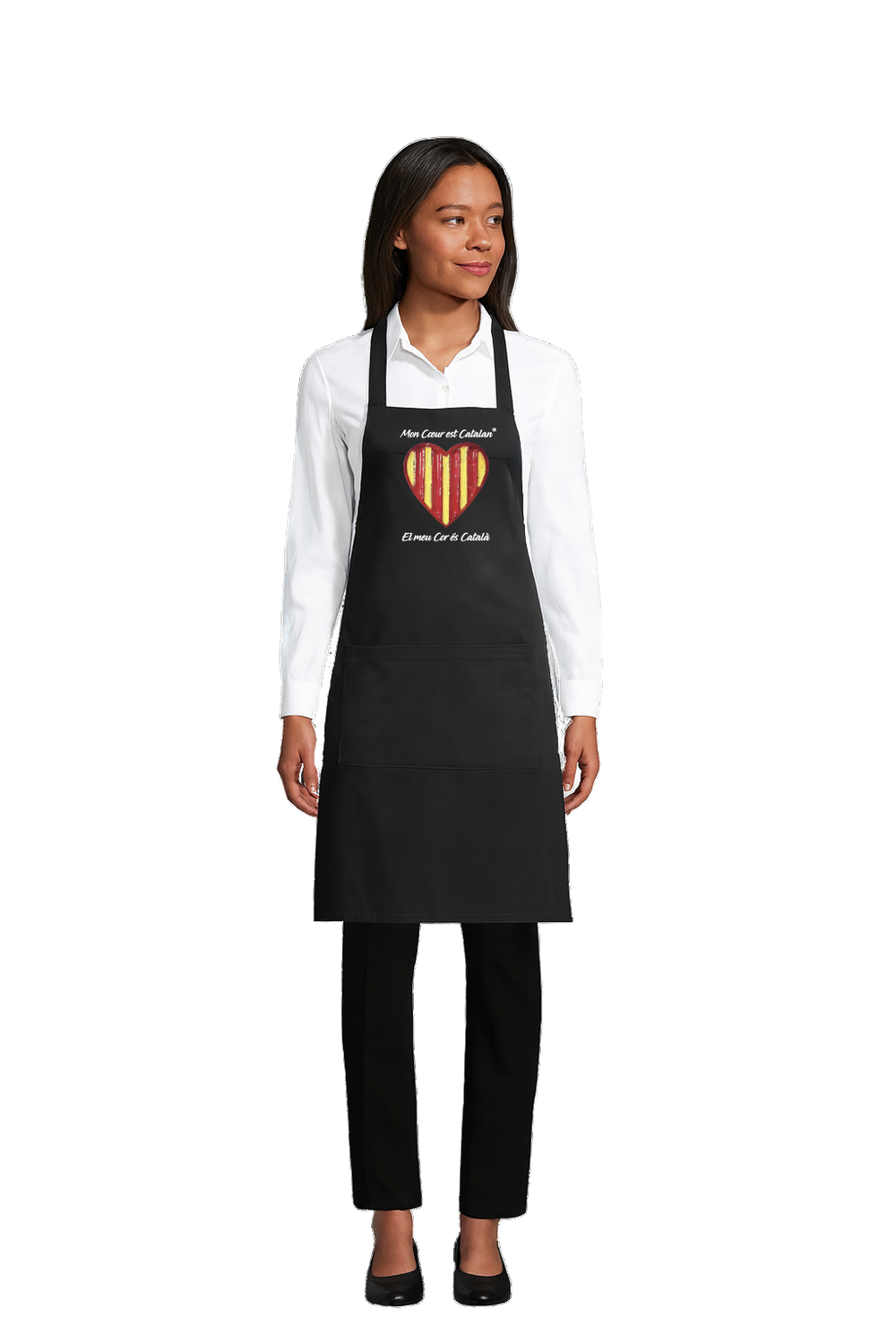 Tablier Unisexe Noir Tablier Unisexe Noir "Mon Cœur est Catalan"