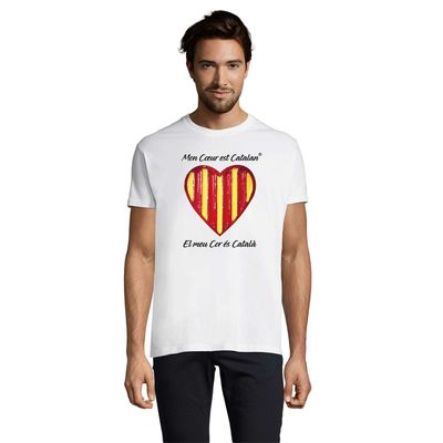 Tee Shirt Blanc Unisexe Tee Shirt Blanc Unisexe "Mon Cœur est Catalan"